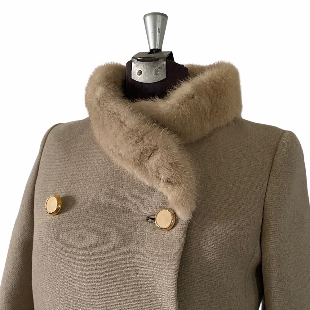 Vintage Blonde Mink & Wool Overcoat Beige Coat - Picture 2 of 15